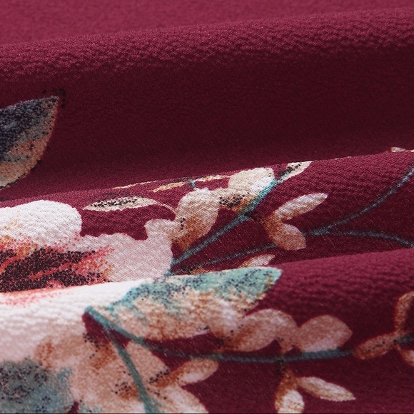 B2G1♦️🆕Boho Floral Off Shoulder Maxi Dress Wine - Picture 8 of 8